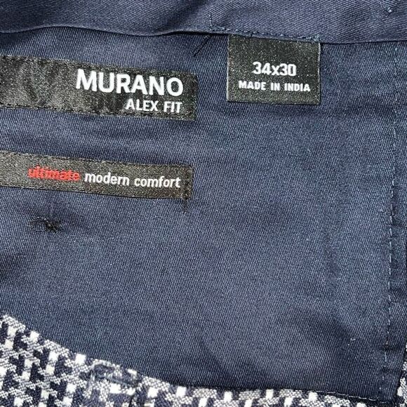 Murano Alex Fit Pants Men’s 34X30 Blue White Geometric Check Ultimate Modern - Picture 7 of 9